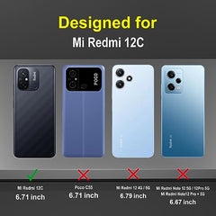 Redmi 12C Back Covers | Compatible Redmi 12 C Back Cover | Premium Design Redmi 12C Cover | Sleek and Stylish Back Case 360 Degree Full Protection with Ring Holder Kickstand