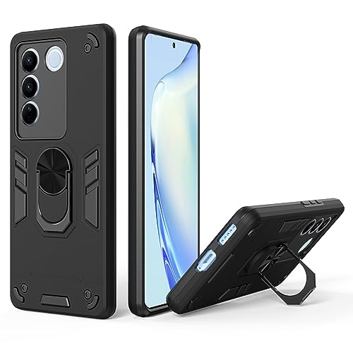 Vivo V27 Back Cover | Compatible with Vivo V27 5G & Vivo V27 Pro 5G | Slim Design Vivo V27 Pro Back Cover | 360 Degree Full Protection with Ring Holder Kickstand