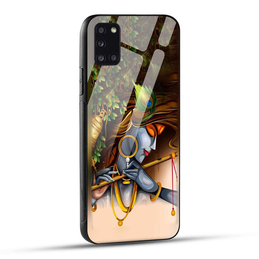 Samsung Galaxy A31 Back Cover Lord Krishna with Flute Printed Glass Case