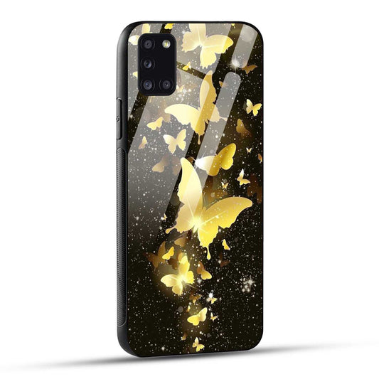 Samsung Galaxy A31 Back Cover Golden Butterfly Printed Glass Case