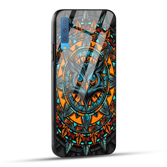 Samsung Galaxy A7 2018 Back Cover Attractive Owl Printed Glass Case