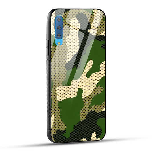 Samsung Galaxy A7 2018 Back Cover Camouflage Printed Glass Case
