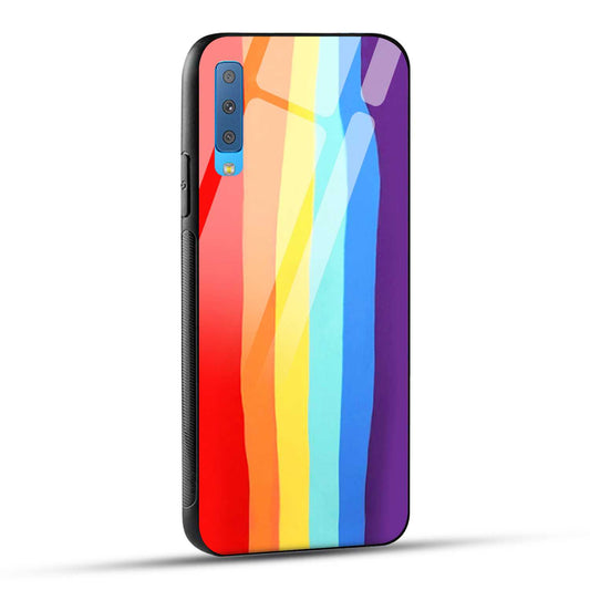 Samsung Galaxy A7 2018 Back Cover Rainbow Color Printed Glass Case