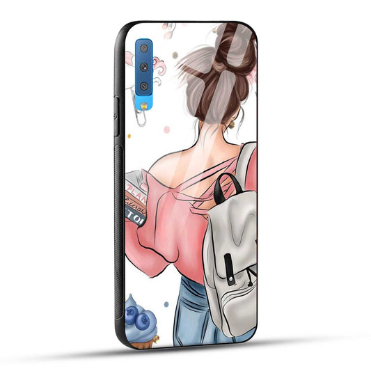 Samsung Galaxy A7 2018 Back Cover Padhaku Girl Printed Glass Case