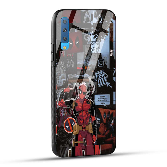 Samsung Galaxy A7 2018 Back Cover Superhero Collage Printed Glass Case