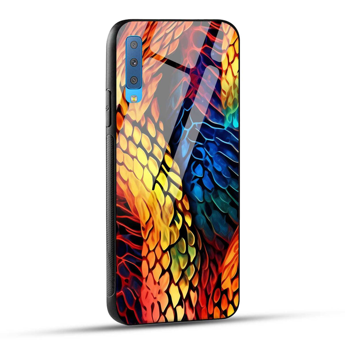 Samsung Galaxy A7 2018 Back Cover Colorburst Jungle Rainbow Animal Spots Printed Glass Case