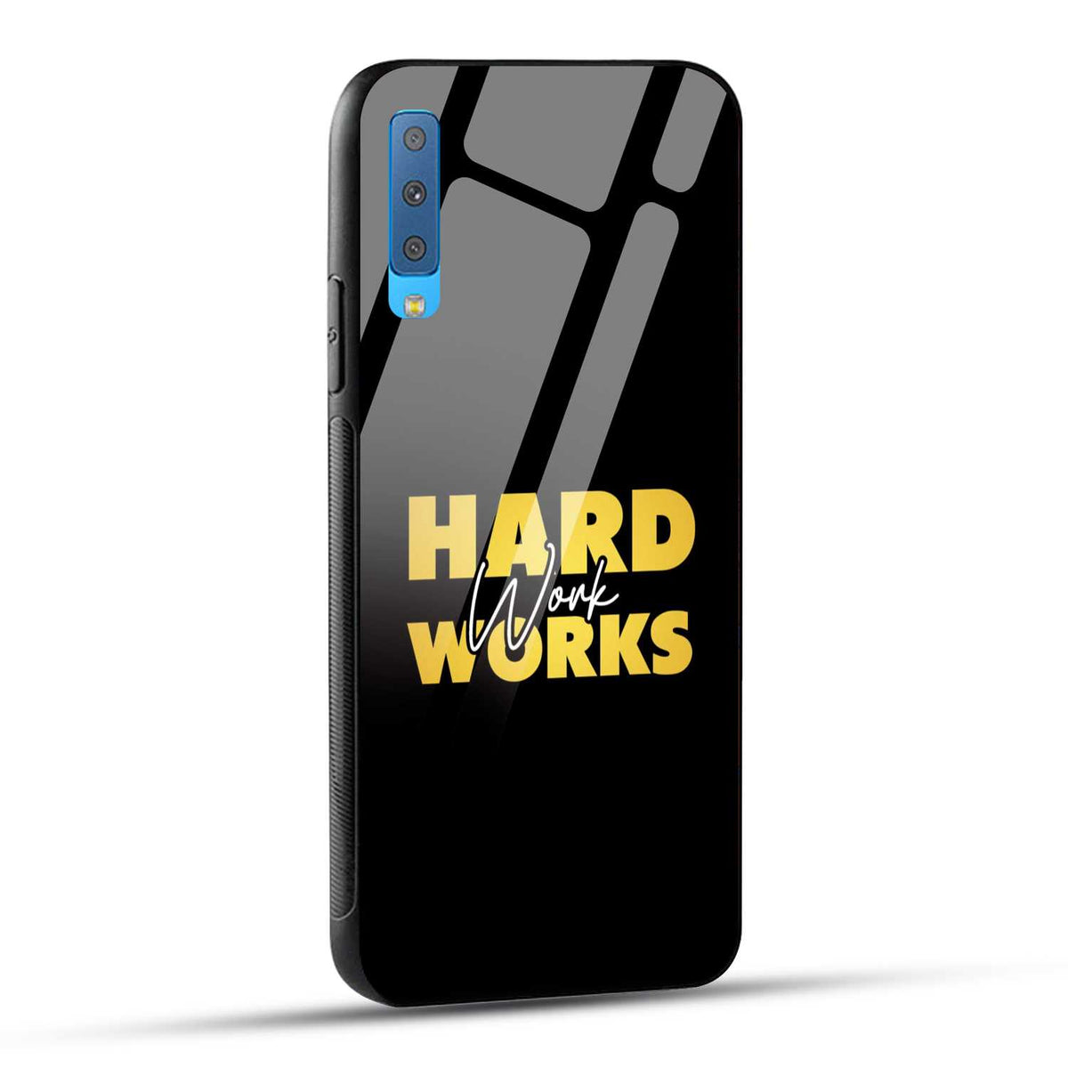 Samsung Galaxy A7 2018 Back Cover Hard Work Works Empowerment Quote Printed Glass Case