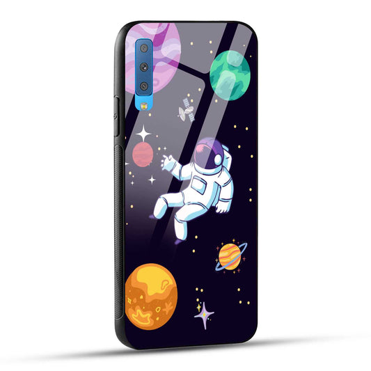 Samsung Galaxy A7 2018 Back Cover Colorful Illustration Astronaut Printed Glass Case