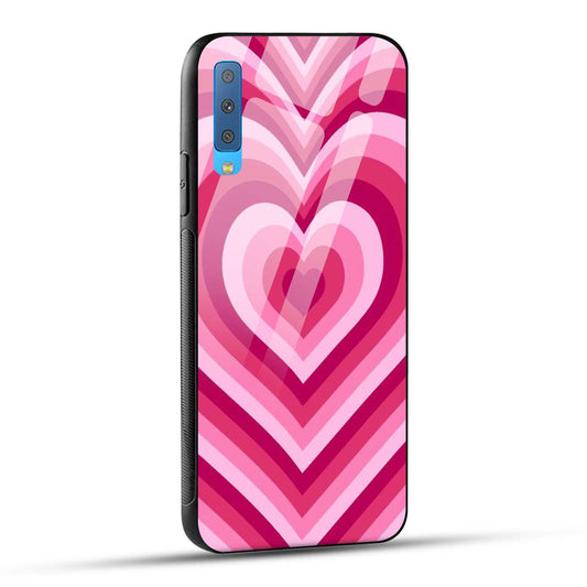 Samsung Galaxy A7 2018 Back Cover Love Hearts Printed Glass Case