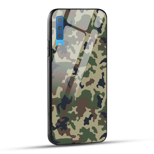 Samsung Galaxy A7 2018 Back Cover Army Pattern Printed Glass Case