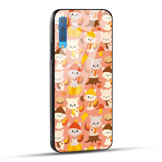 Samsung Galaxy A7 2018 Back Cover Cute Kittys Printed Glass Case