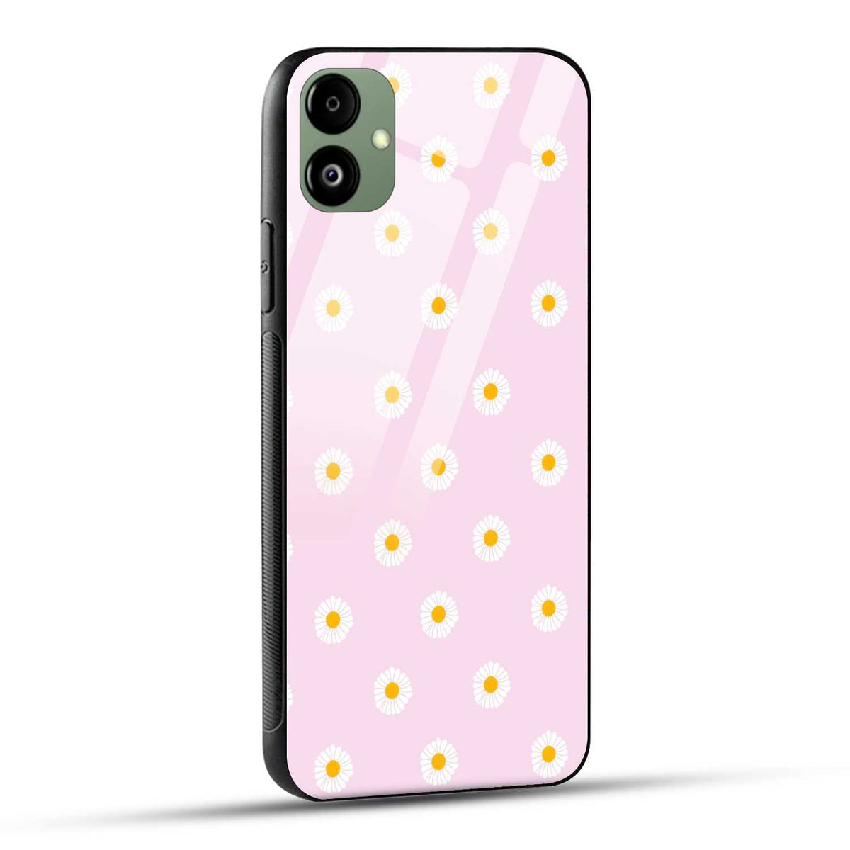 Samsung Galaxy A05 Back Cover Pink White Cute Girly Elegant Summer Floral Daisy Printed Glass Case