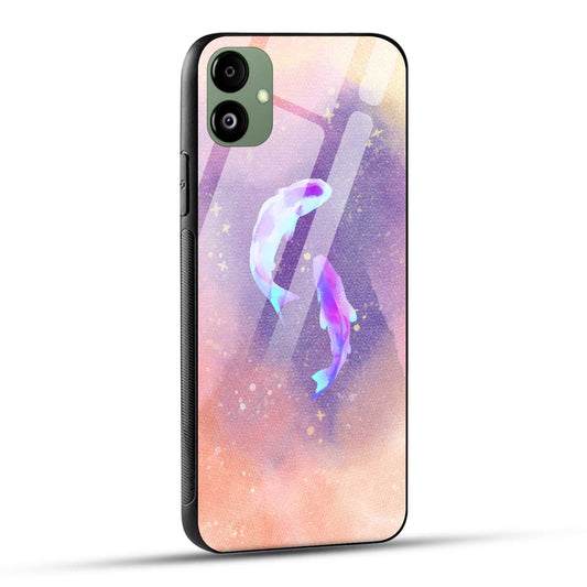 Samsung Galaxy A05 Back Cover Purple Orange Colorful Watercolor Fish Printed Glass Case
