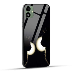 Samsung Galaxy A05 Back Cover Black Aesthetic Cat Friendship Printed Glass Case
