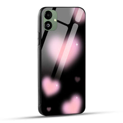 Samsung Galaxy A05 Back Cover Black And Pink Blurry Heart Printed Glass Case
