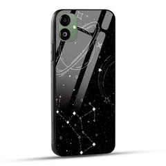 Samsung Galaxy A05 Back Cover Black Line Illustration Outer Space Printed Glass Case