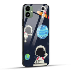 Samsung Galaxy A05 Back Cover Blue Illustrative Astronaut Printed Glass Case