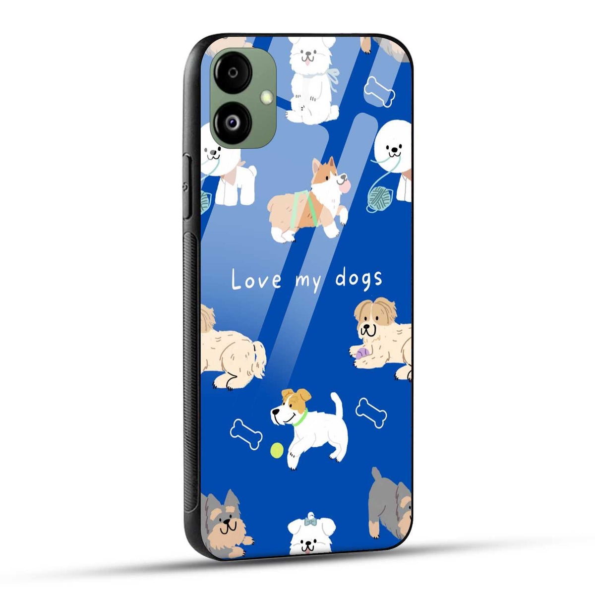 Samsung Galaxy A05 Back Cover Blue White Dog Printed Glass Case