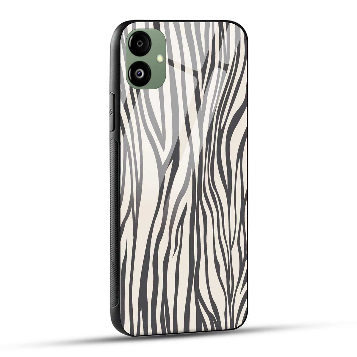 Samsung Galaxy A05 Back Cover Gray And White Jebra Pattern Print Printed Glass Case