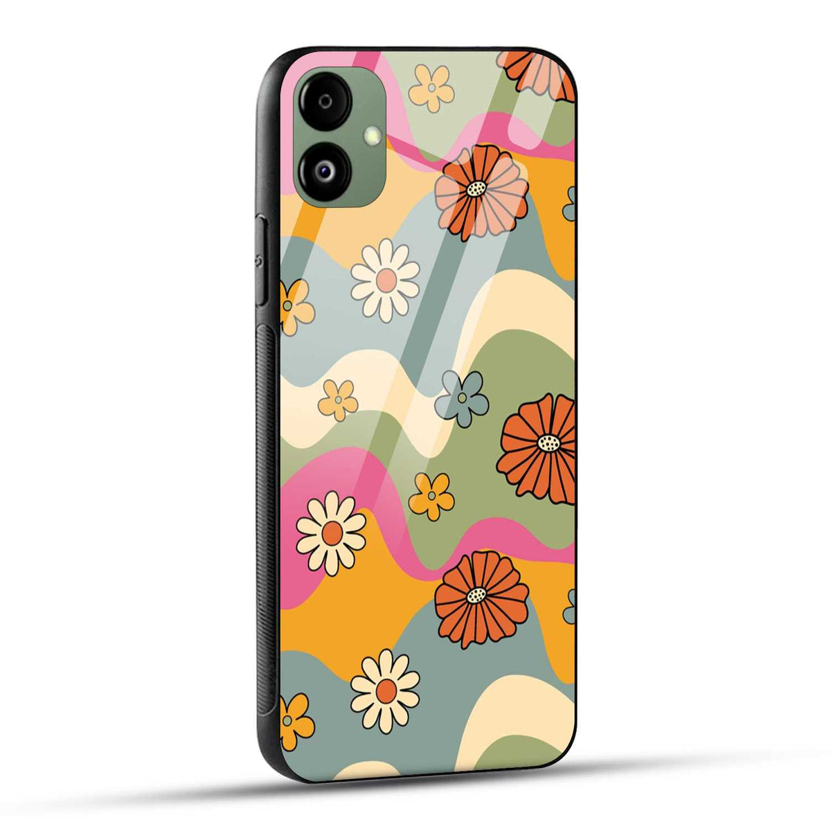 Samsung Galaxy A05 Back Cover Retro Floral Print Printed Glass Case