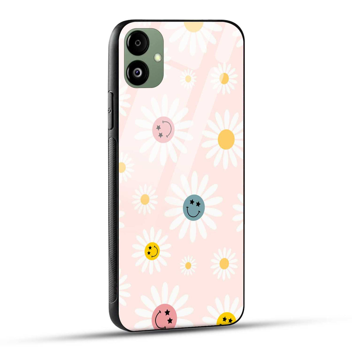 Samsung Galaxy A05 Back Cover Flowers And Emoji Art Printed Glass Case