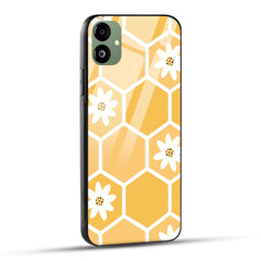 Samsung Galaxy A05 Back Cover Honeycomb And Flower Pattern Printed Glass Case