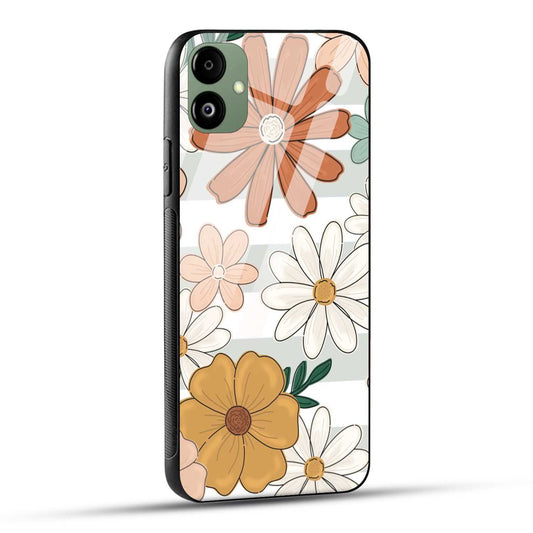 Samsung Galaxy A05 Back Cover Retro Flower Doodle Printed Glass Case