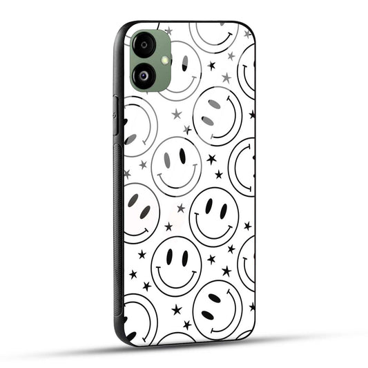 Samsung Galaxy A05 Back Cover Doodle Of Smiley Black And White Printed Glass Case
