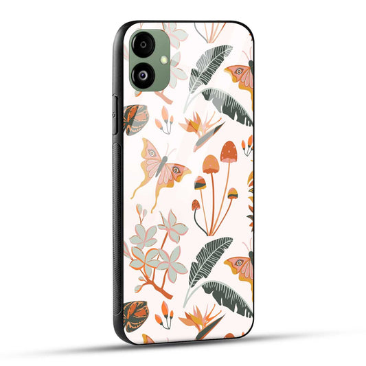 Samsung Galaxy A05 Back Cover Butterflies And Leaf Printed Glass Case