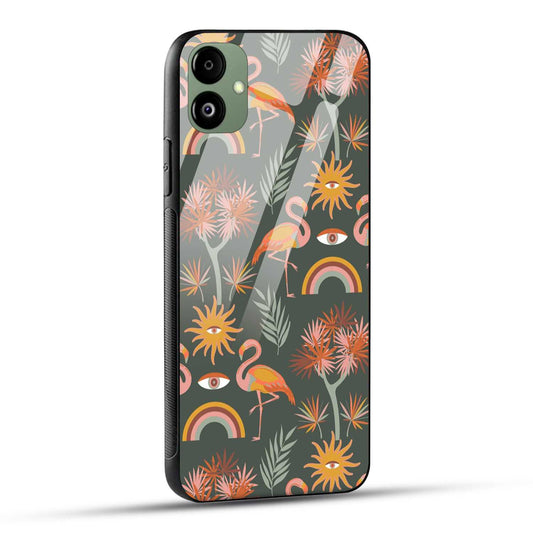 Samsung Galaxy A05 Back Cover Flamingo And Leaf Pattern Printed Glass Case