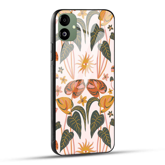 Samsung Galaxy A05 Back Cover Leaf Illustration Printed Glass Case
