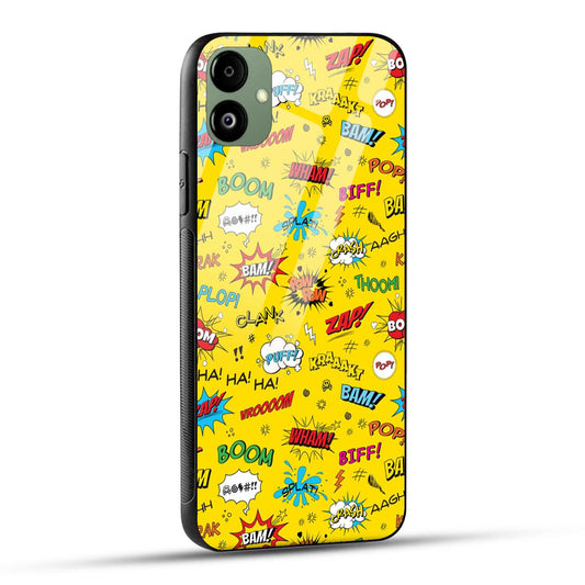 Samsung Galaxy A05 Back Cover Doodle Of Texts In Yellow Background Printed Glass Case