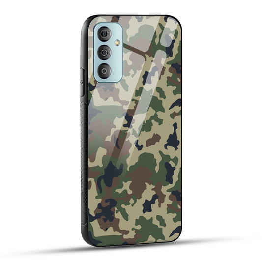 Samsung Galaxy F23 5G Back Cover Army Pattern Printed Glass Case