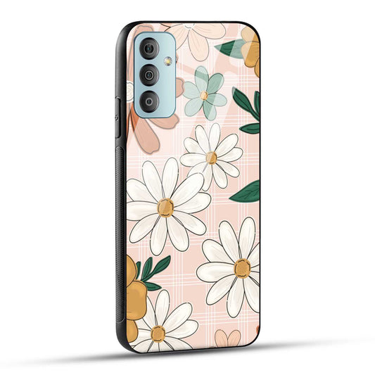 Samsung Galaxy F23 5G Back Cover Retro Flower Art Printed Glass Case
