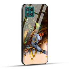 Samsung Galaxy F62 Back Cover Lord Krishna with Flute Printed Glass Case