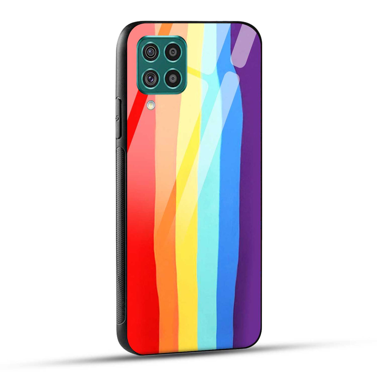 Samsung Galaxy F62 Back Cover Rainbow Color Printed Glass Case