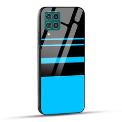 Samsung Galaxy F62 Back Cover Blue Stripe Pattern Glass Case