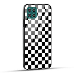 Samsung Galaxy F62 Back Cover Black and White Color Blocks Glass Case