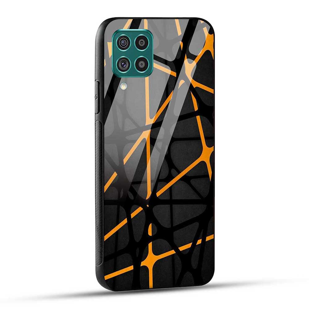 Samsung Galaxy F62 Back Cover Yellow Texture Lines Glass Case