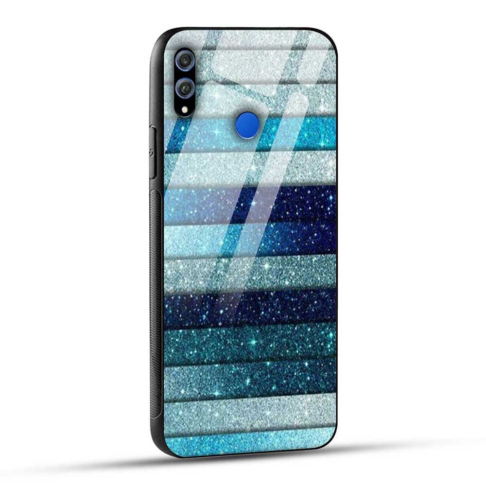 Honor 8X Back Cover Blue Glitter Glass Case