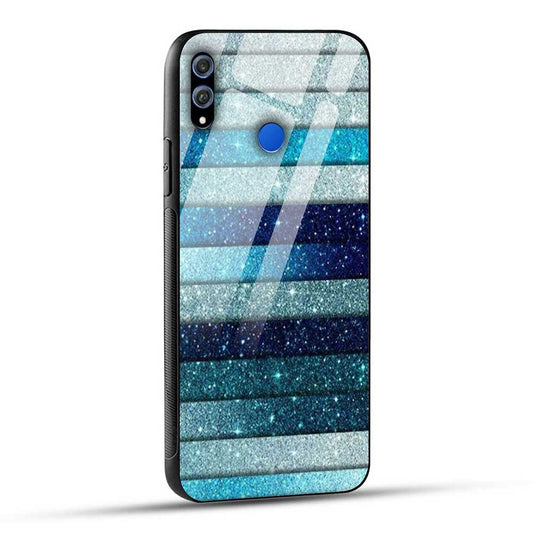 Honor 8X Back Cover Blue Glitter Glass Case