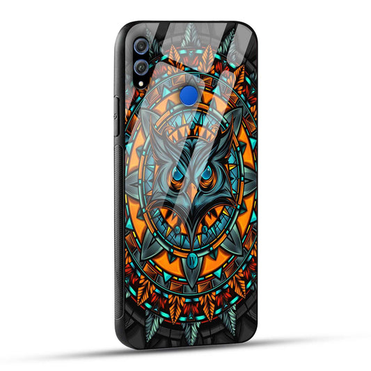 Honor 8X Back Cover Attractive Owl Printed Glass Case