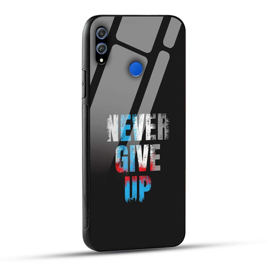Honor 8X Back Cover Never Give Up Quote Printed Glass Case