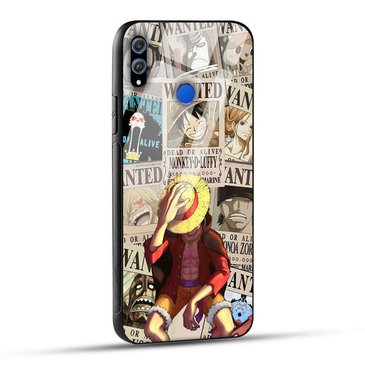 Honor 8X Back Cover Anime One Piece Wanted Luffy  Printed Glass Case