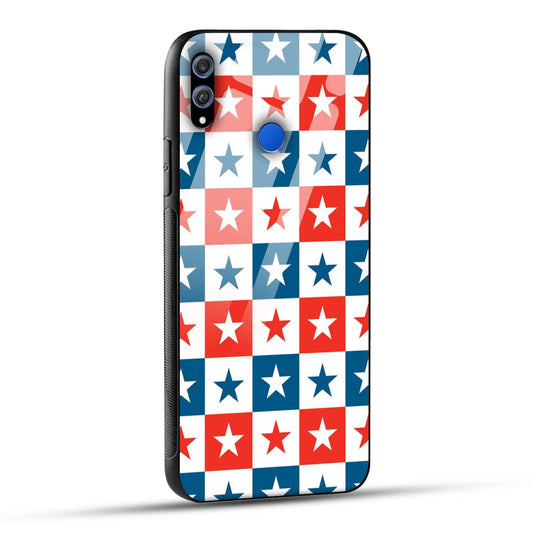 Honor 8X Back Cover Blue And Red Star Print Printed Glass Case