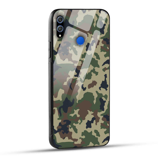 Honor 8X Back Cover Army Pattern Printed Glass Case