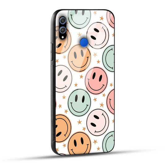 Honor 8X Back Cover Smiling Flowers And Stars Printed Glass Case