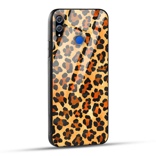 Honor 8X Back Cover Leopard Pattern Printed Glass Case