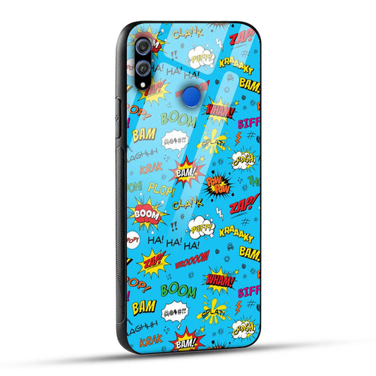 Honor 8X Back Cover Doodle Of Texts Printed Glass Case