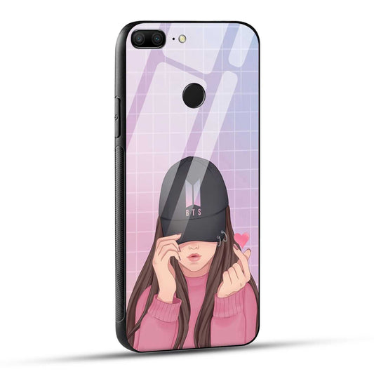 Honor 9 Lite Back Cover Cap Girl Printed Glass Case